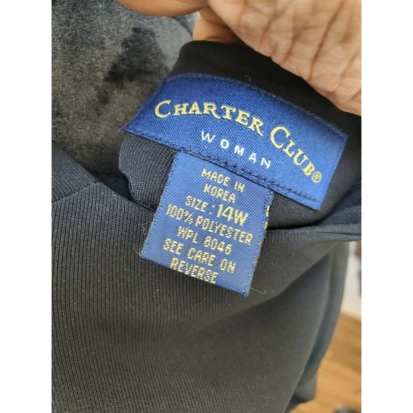 VTG Charter Club Black Polyester Round Neck Half Sleeve Knee Length Dress 14W - Picture 8 of 12